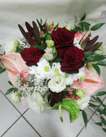 Bouquet di anthurium e rose